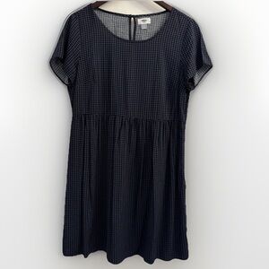 Old‎ Navy Medium Fit & Flare Mini Dress Navy & Black Houndstooth Preppy Academia